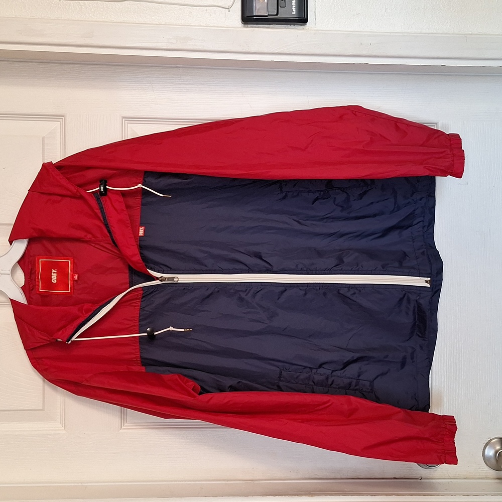 Obey Hooded Jacket Windbreaker Men Size XL